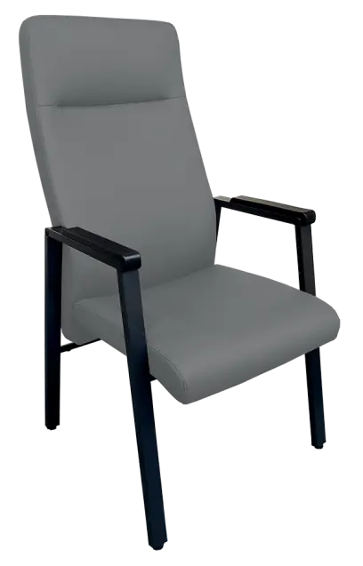 SENIOR STANDARD, seniorské konferenční křeslo, kostra černá, MEDI silikon leather šedá